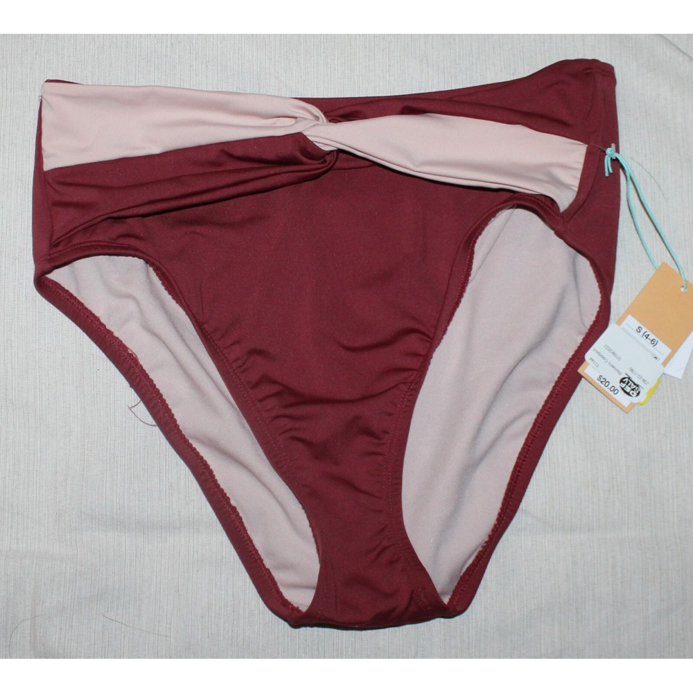 Women's Colorblock High Waist Medium Coverage Bikini Bottom, Kona Sol Sz S (4-6)
